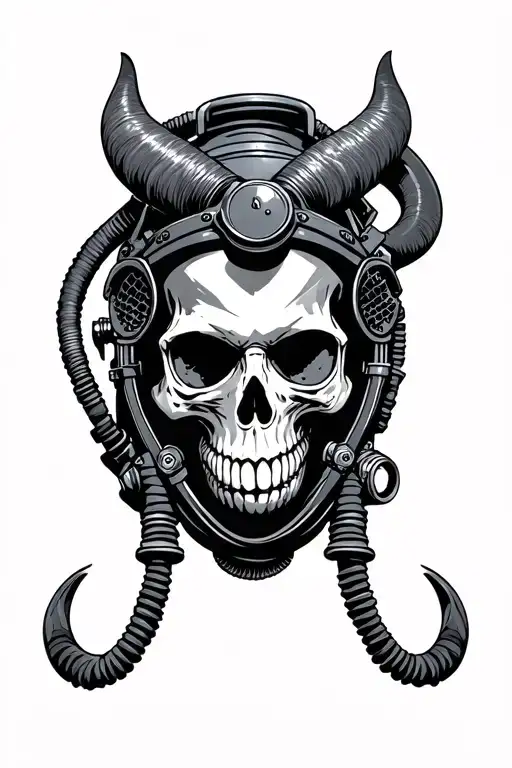 Skull With Horns Rebreather Diver