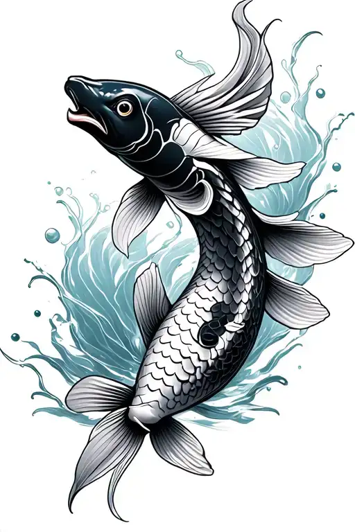 Cyberpunk Koi Fish Swimming