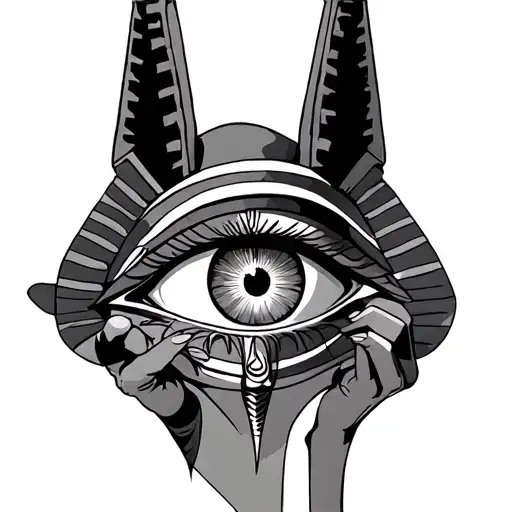 Anubis Holding Egyptian God's Eye