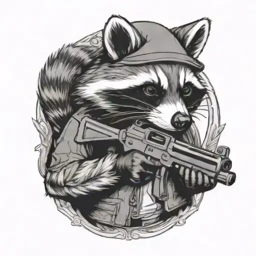 Raccoon Holding Gun