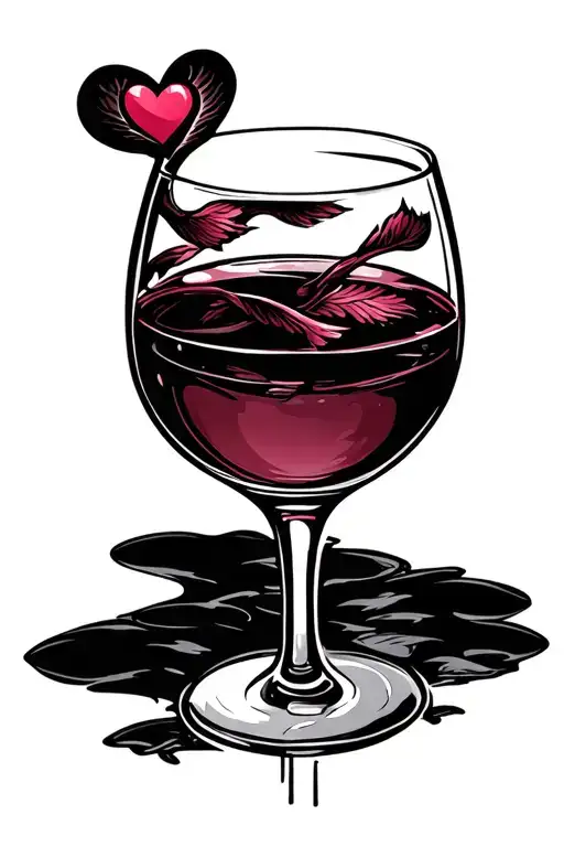 Wine Glass Flying Heart Friendship