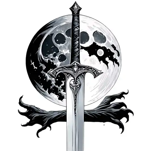Fallen Guy Sword Night Moon Peace