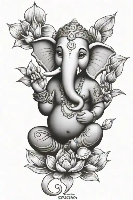 Ganesha Sitting In Lotus