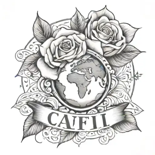With Name Cafi And World With Rose Surrounded