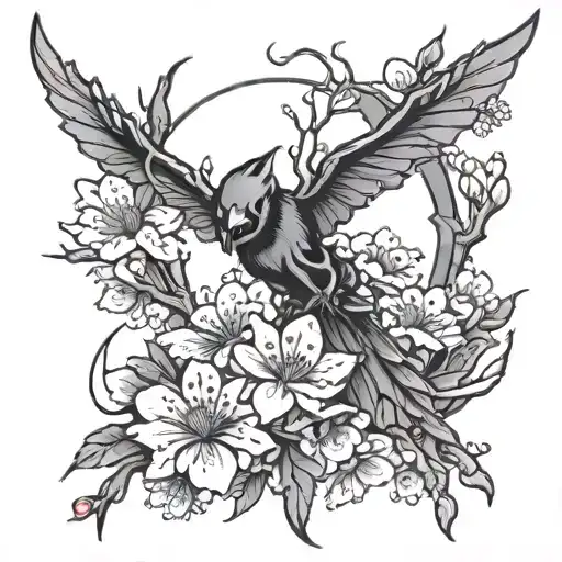 Spooky X With Cherry Blossoms