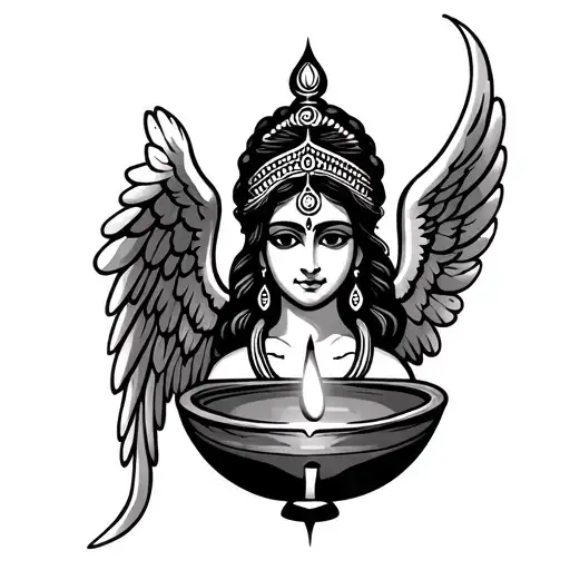 Indian Diya With Angel Wings