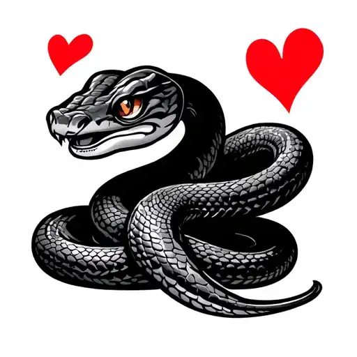 Cartoon Snake With A Heart