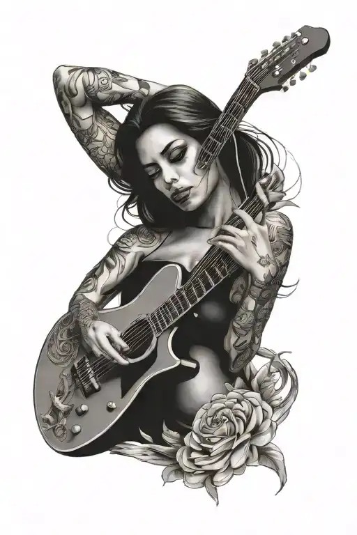 Guitar With Woman Face