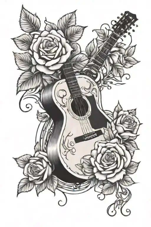 Guitar With Roses