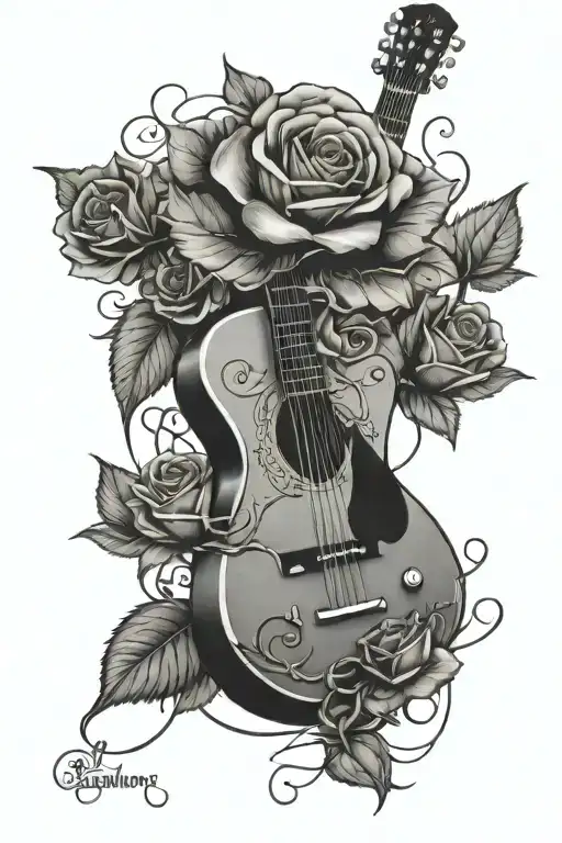 Guitar With Roses Entwined