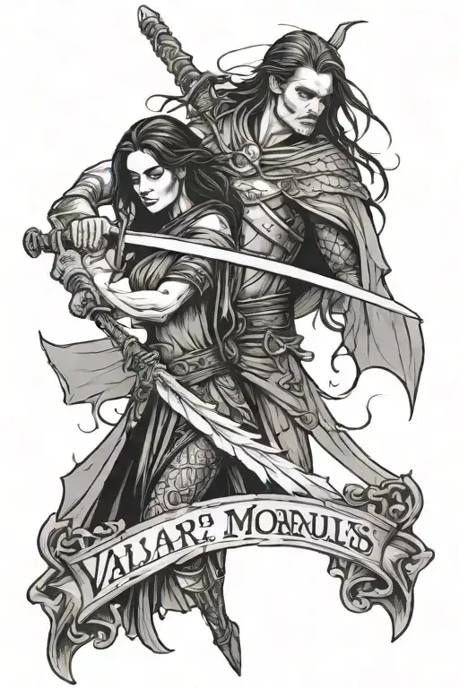 Valar Morghulis With A Sword Going Upward And Valar Dohaeris With A Broom Going Downward