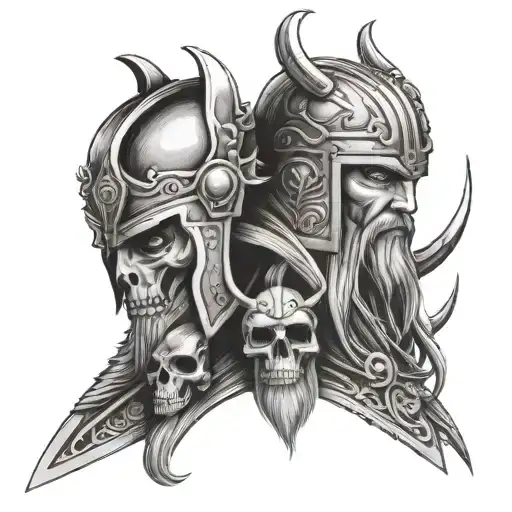 Skulls And Viking Warrior