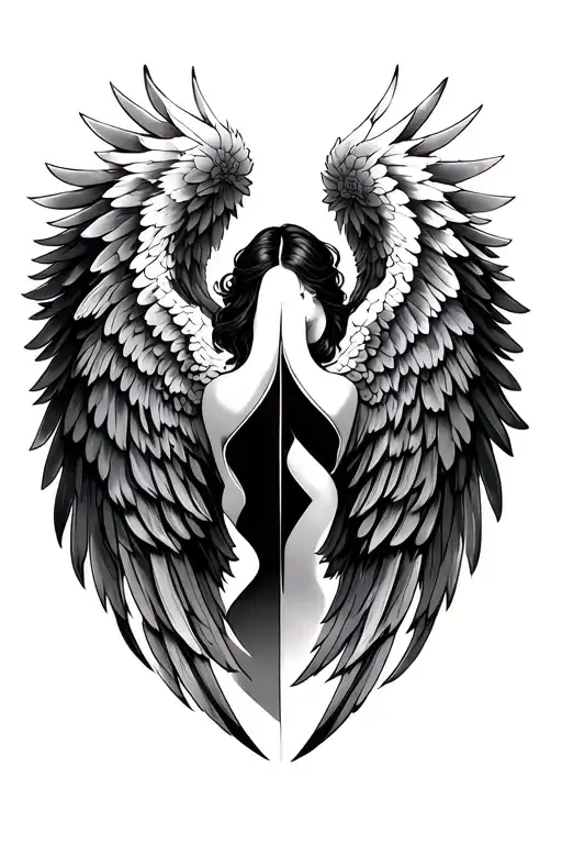 Black Angel Wings Back