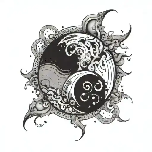 Dark Moon Merging Together Abstract