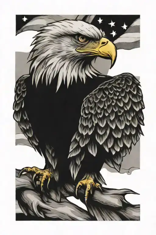 Eagle And American Flag Intertwined