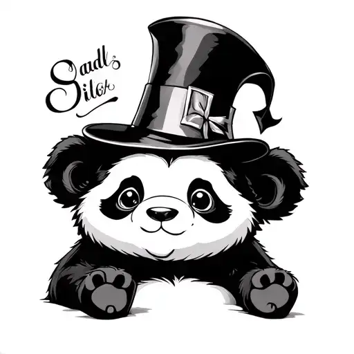 Cute Panda Bear Resting With A Magicician Top Hat In The Hear