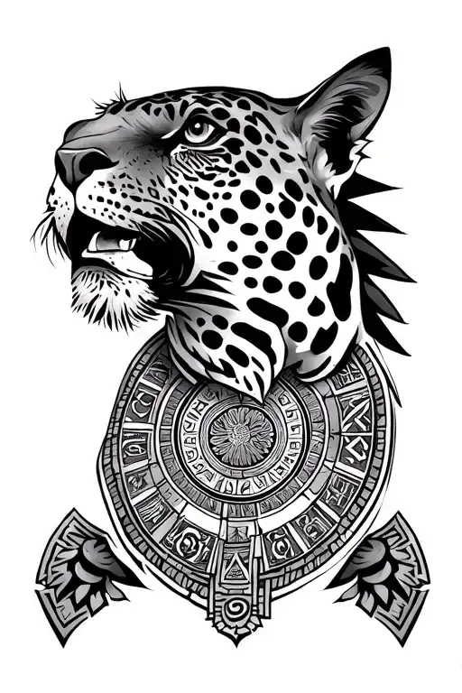 Aztec Calendar With Jaguar Guerrero