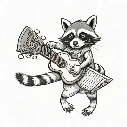 A Raccoon Playing A Guitar Surrounded By Concert Lights