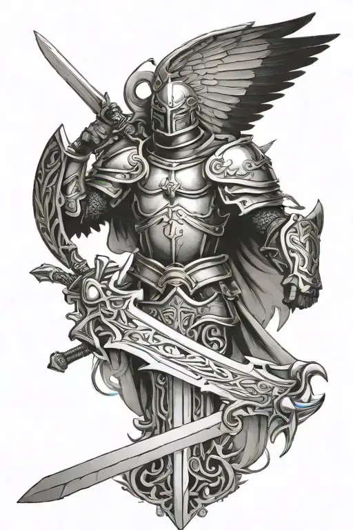 Armor Plating With Sword And Wings Spread