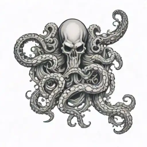 Kraken Whit Skulls