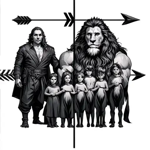 Leon And Family Of 5 And An Arrow Dividing It