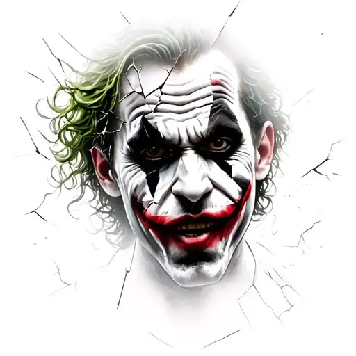 Heath Ledger Joker With Shattered Glass Face