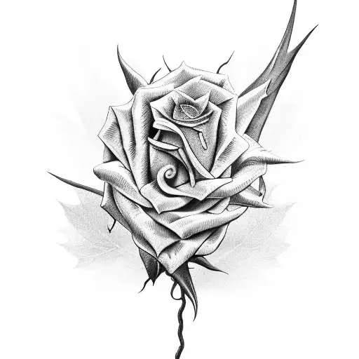 Wings Shaped Like Rose Thorns With Leaves