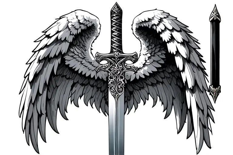 Angel Wings And A Sword In The Middle