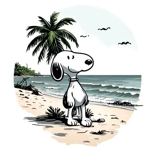Snoopy Dog In A Beach Scene