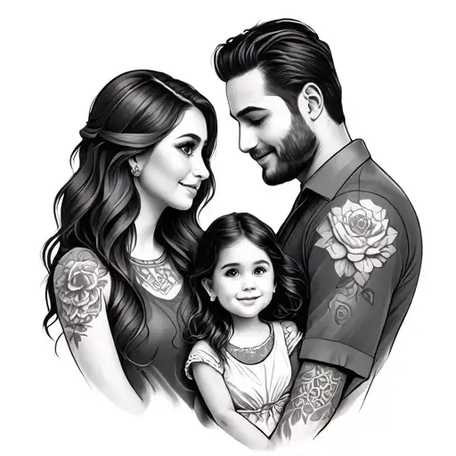 Family Of 3 Dad Mom And Daughter