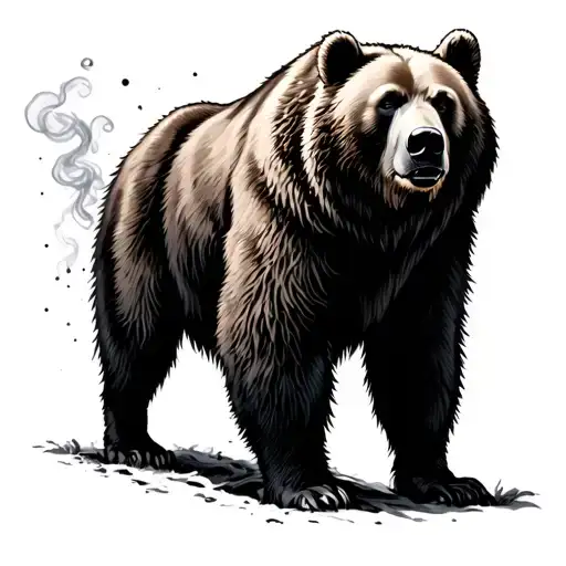 Standing Bear Silhouette Made Up Of Smoke