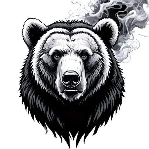 Wispy Smoke Silhouette Of A Standing Bear