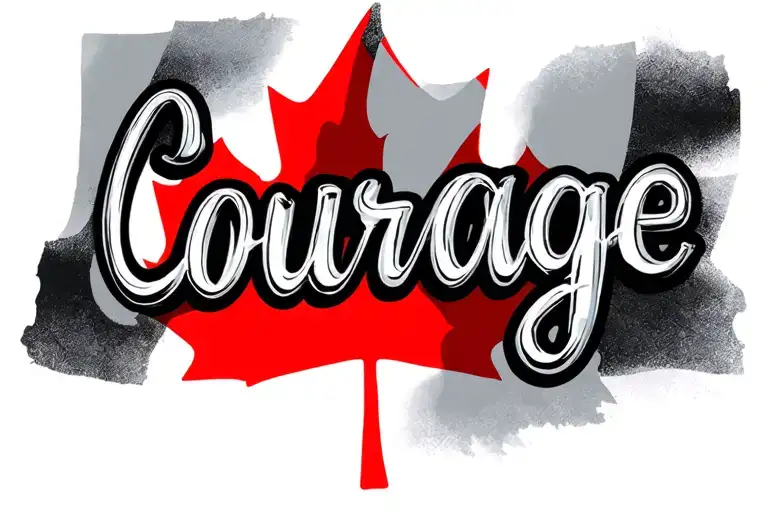 Courage Word With Canadian Flag