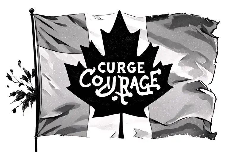 Canadian Flag With Word Courage