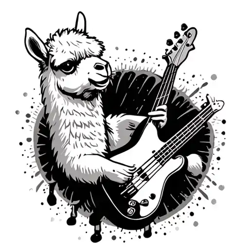 Llama Playing Bass Guitar