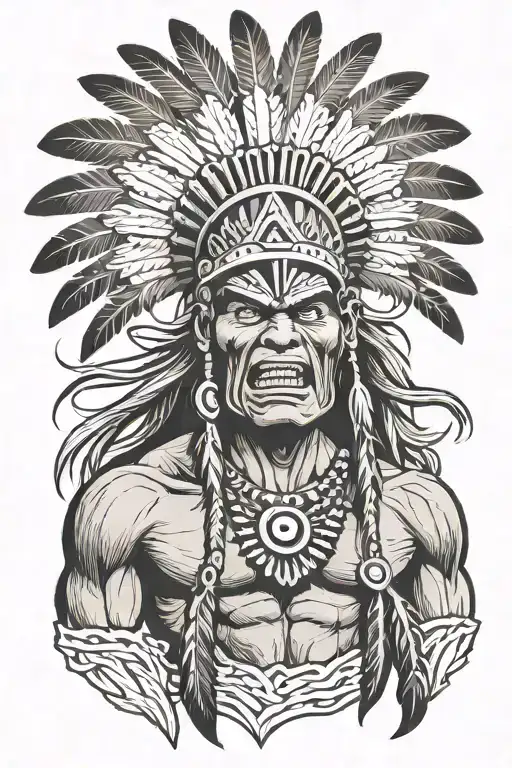 Native American Chief Feather Head Dress Hulk Angry Screaming Full Body