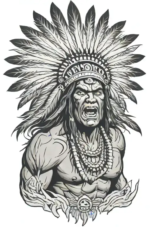 Native American Chief Feather Hulk Yelling Full Body