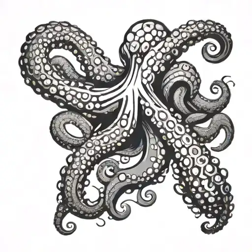 Black Hand Drawn Octopus Tentacles