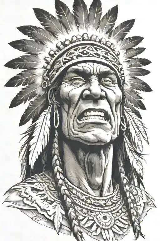 Native American Chief Feather Hulk Yelling Full Body