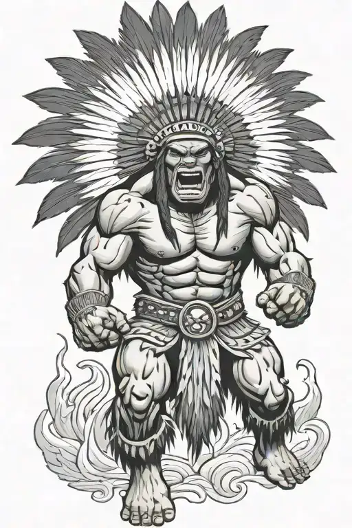 Full Body Hulk Indian Chief Angry Yelling