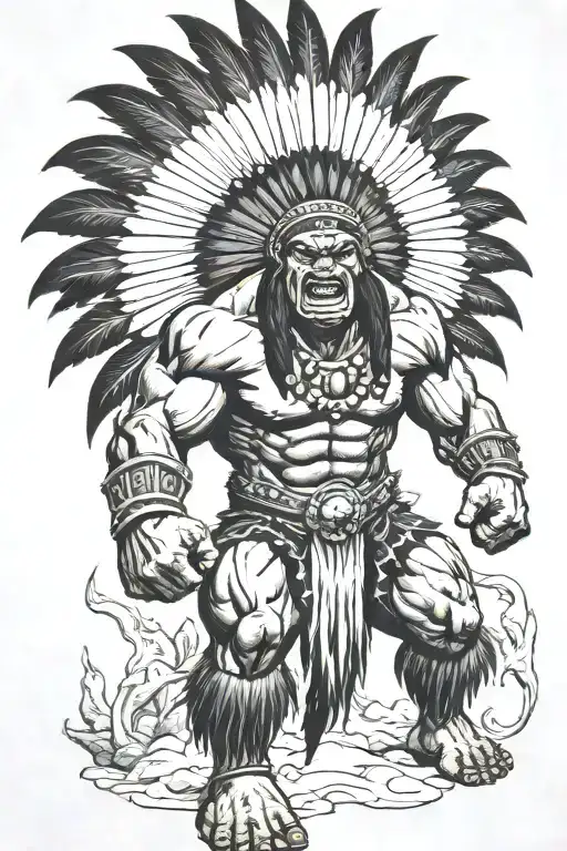 Full Body Hulk Indian Chief Angry Yelling