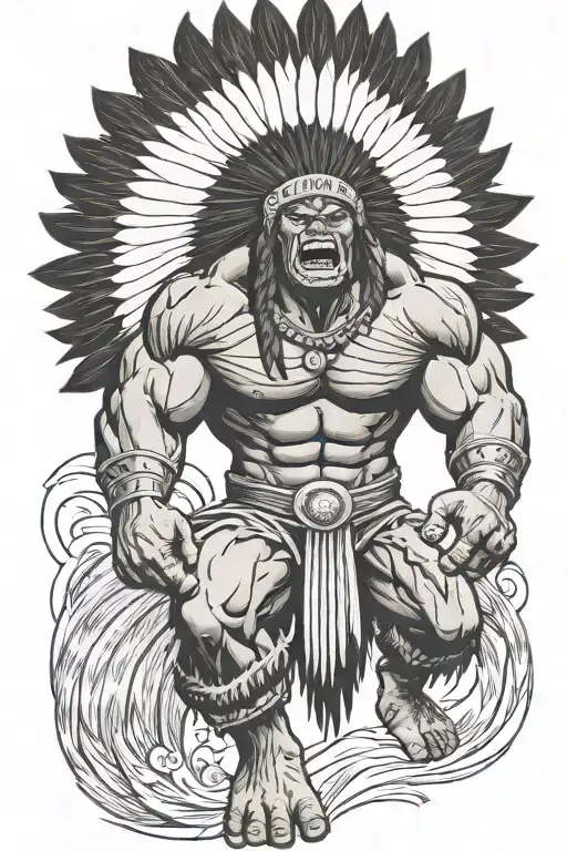 Full Body Hulk Indian Chief Angry Yelling