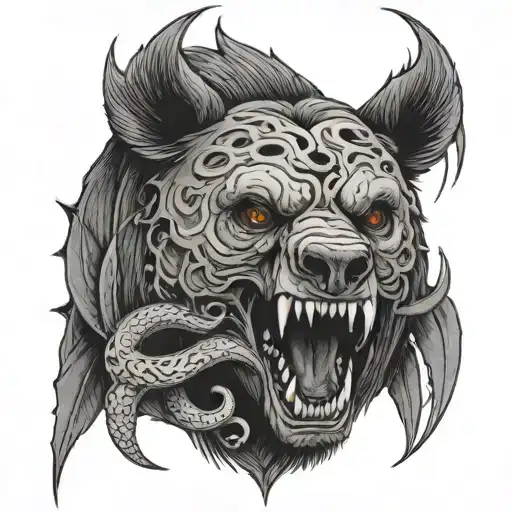 Moon Forest Bear With A Grin Snake Skull Inside