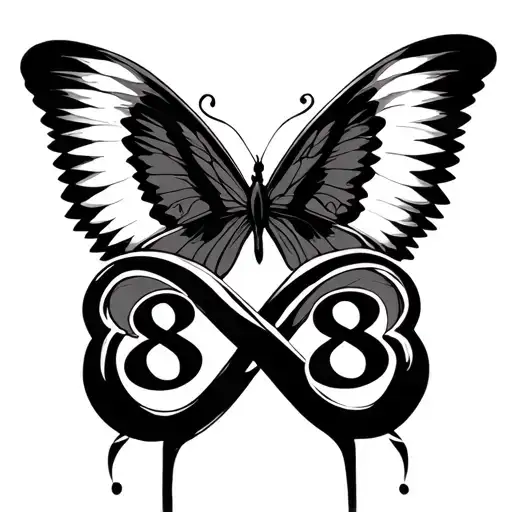 Infinity Sign With Butterfly And 888 Angel Number