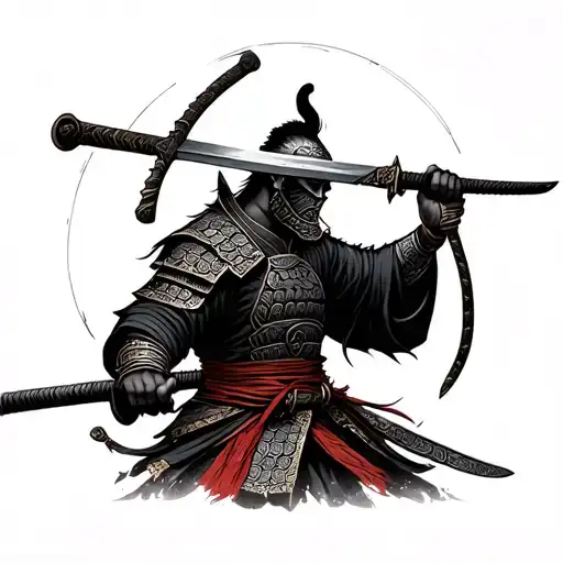 Samurai Warrior Wielding A Sword