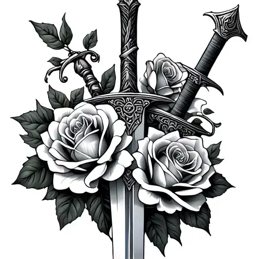Greek Roses And Sword Wrapped