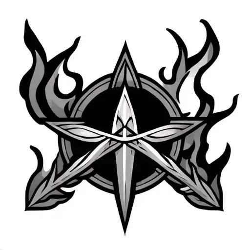 Druid Symbol With Fire Flames