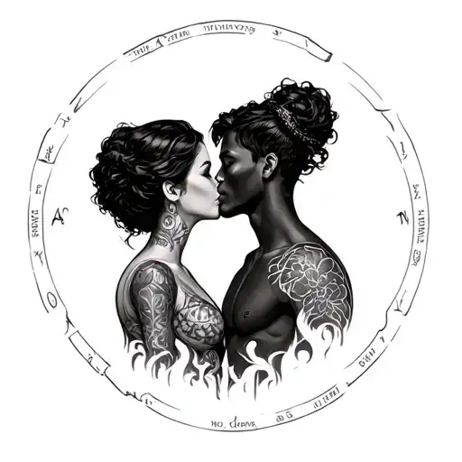 Astrological Cancer And Gemini Couple Kissing