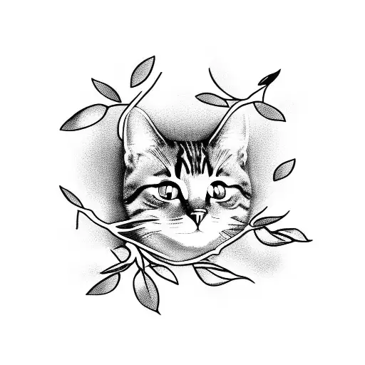 Cat Inside An Olive Branch