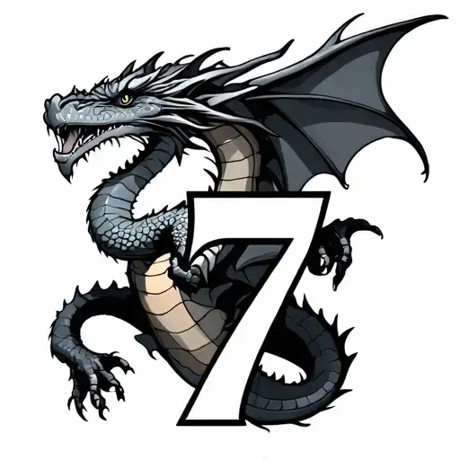 Dragon Holding A Number 7